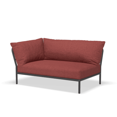 Maroon left corner lounge sofa with dark gray aluminum frame