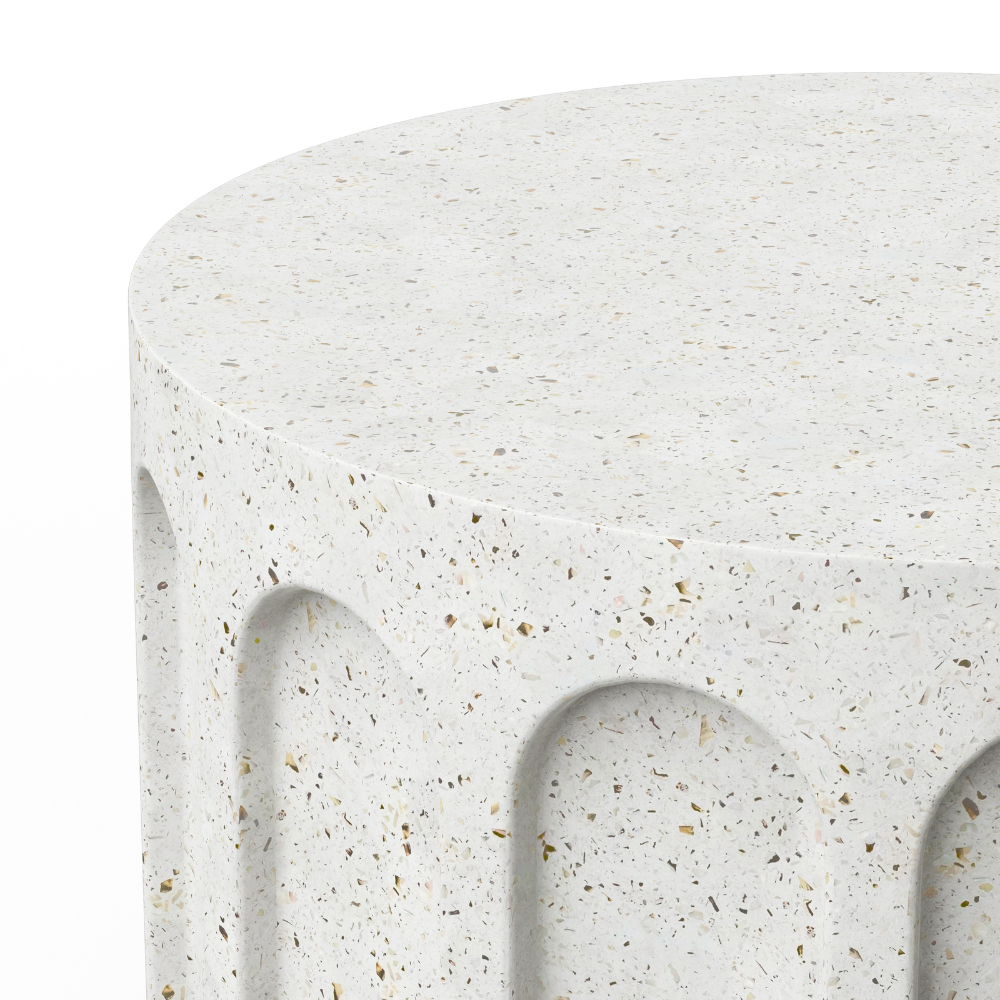 Atlas Outdoor Concrete Round Coffee Table in ivory color - close up view