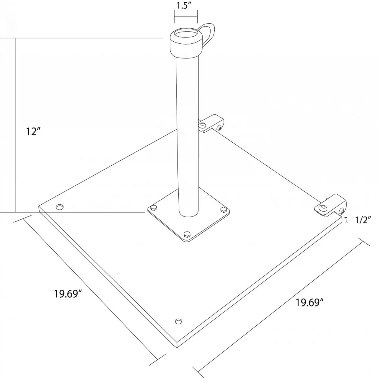 Commercial Grade Patio Umbrella Base with Add-On Wheels