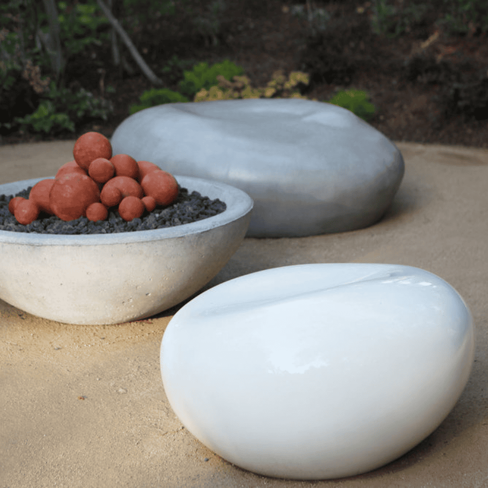 Cast Stone Pebble Garden Seat Lifestyle