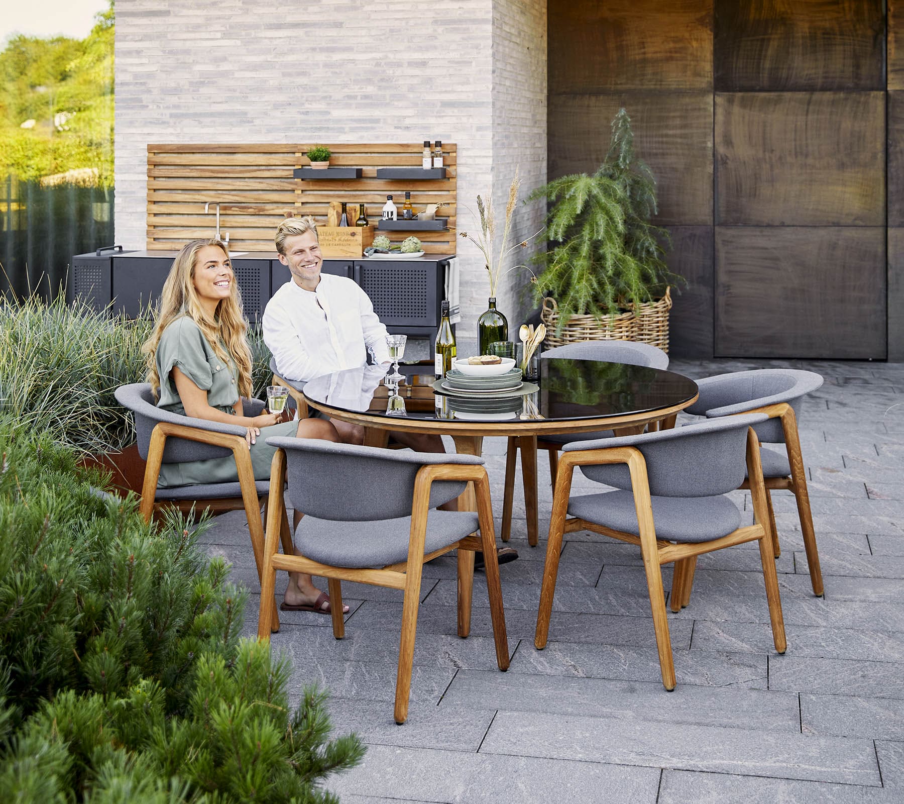 Luna Outdoor Dining Armchair Lifestyle