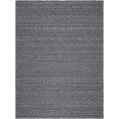 Dark gray rectangular machine woven outdoor rug