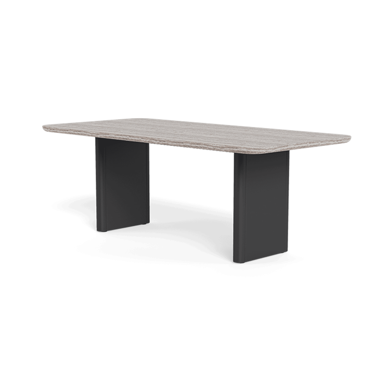 VICTORIA STONE DINING TABLE 81"-Aluminum Asteroid Frame