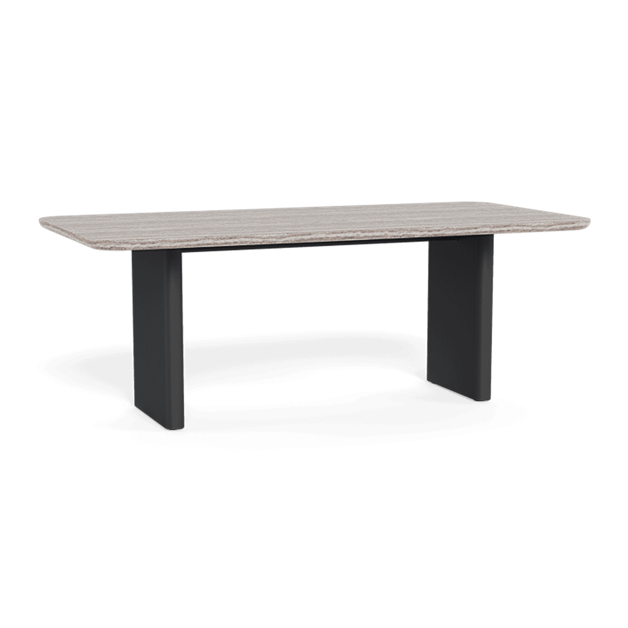 VICTORIA STONE DINING TABLE 81"-Aluminum Asteroid Frame