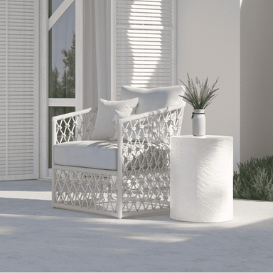 Boxhill's Amelia Outdoor Club Chair Sand with Zuma side table