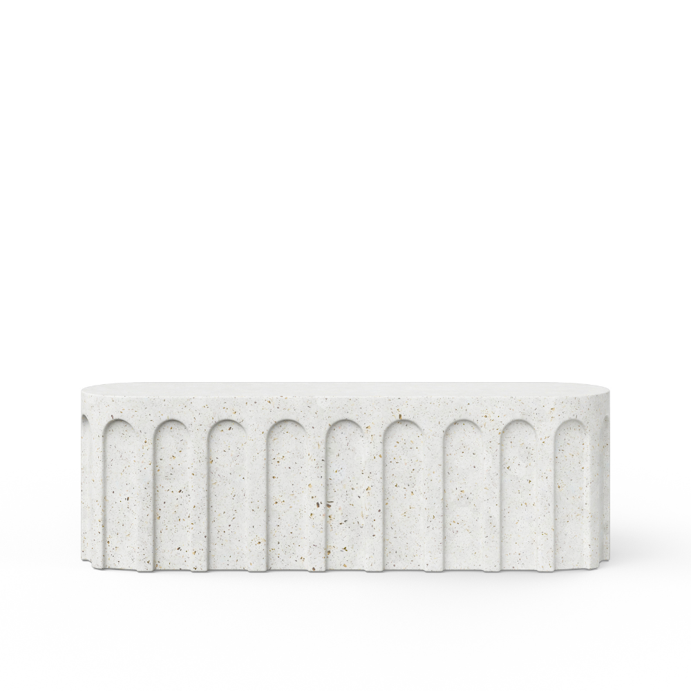 Atlas Outdoor Concrete Bench Ivory Terrazo