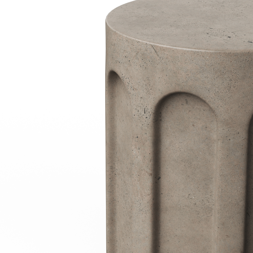 Atlas Outdoor Concrete Round Stool in grey color - close up view
