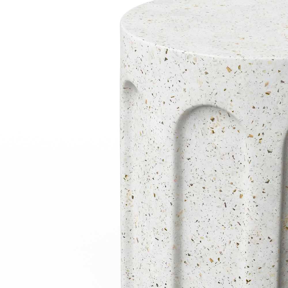 Atlas Outdoor Concrete Round Stool in lava color - close up view