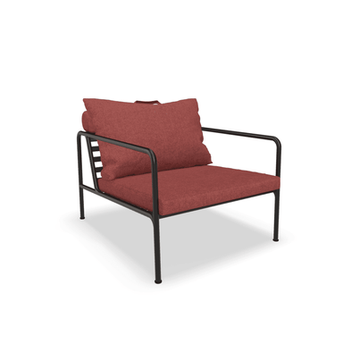 Maroon outdoor lounge chair with black aluminum frame