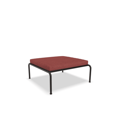 Maroon outdoor ottoman with black aluminum frame