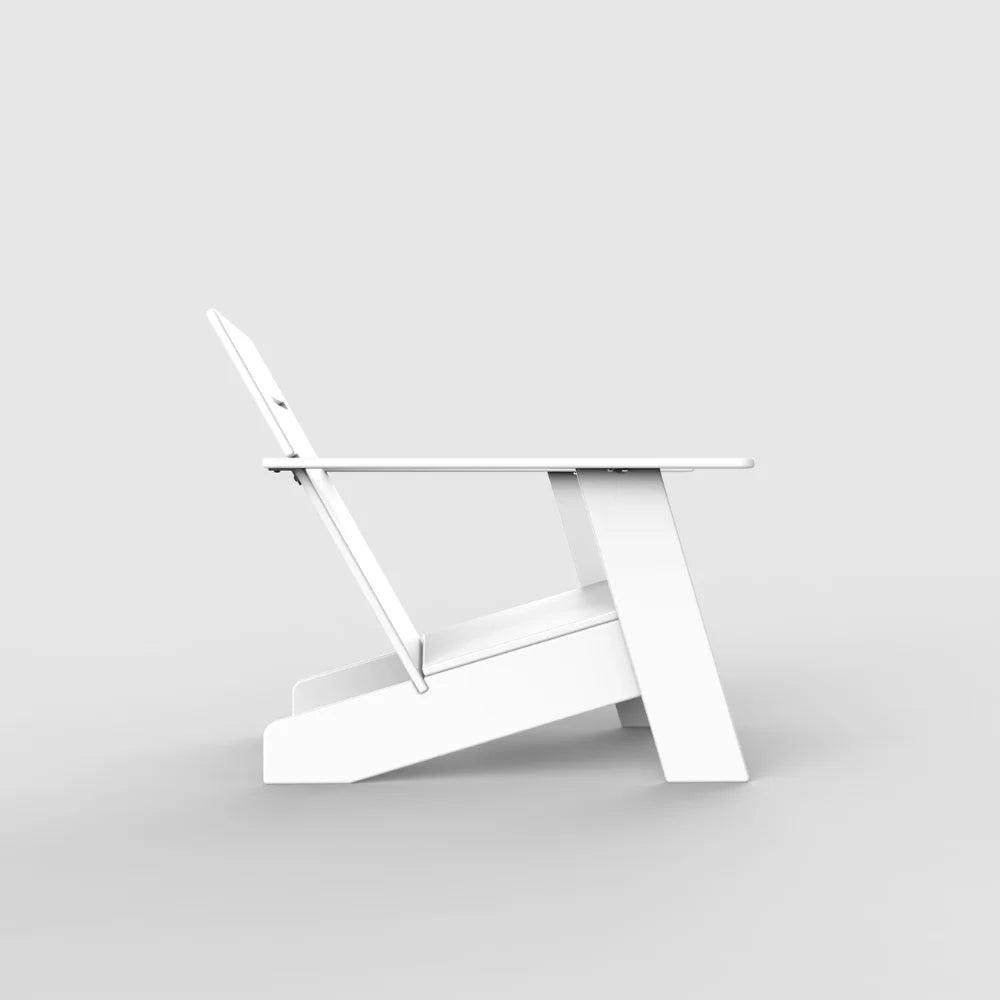 White outdoor lounge chair, side view