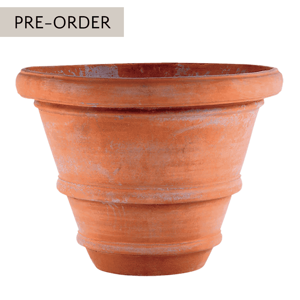 Italian Terracotta Molded Rolled Rim Pot