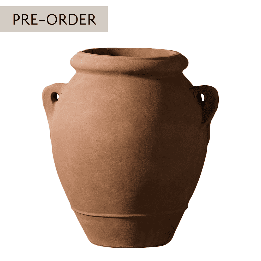 Italian Terracotta Naturale Olive Urn with Handles