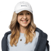 Boxhill's Minimalist White Hat on woman's head front view
