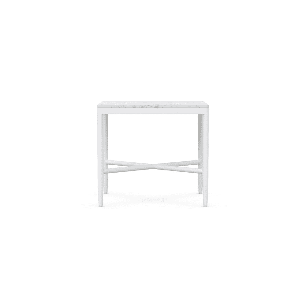 Boxhill's Corsica Outdoor Side Table White Marble center view in white background