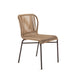 Light brown wicker outdoor chair with dark brown aluminum frame