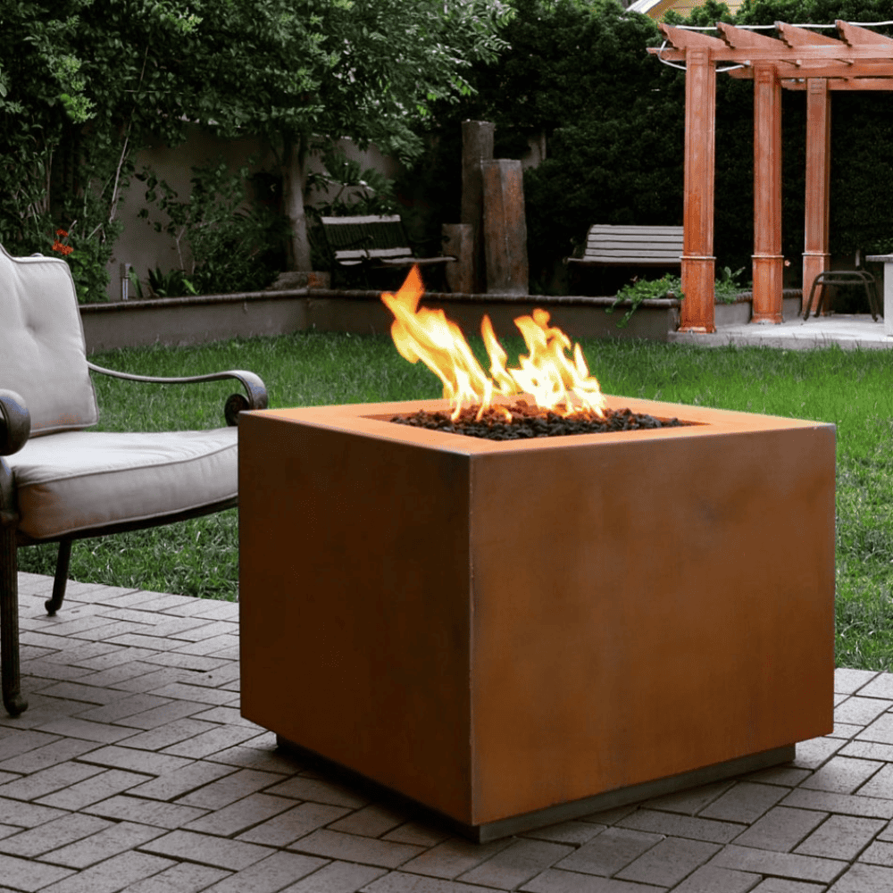Forma Cube Metal Collection Fire Pit Lifestyle