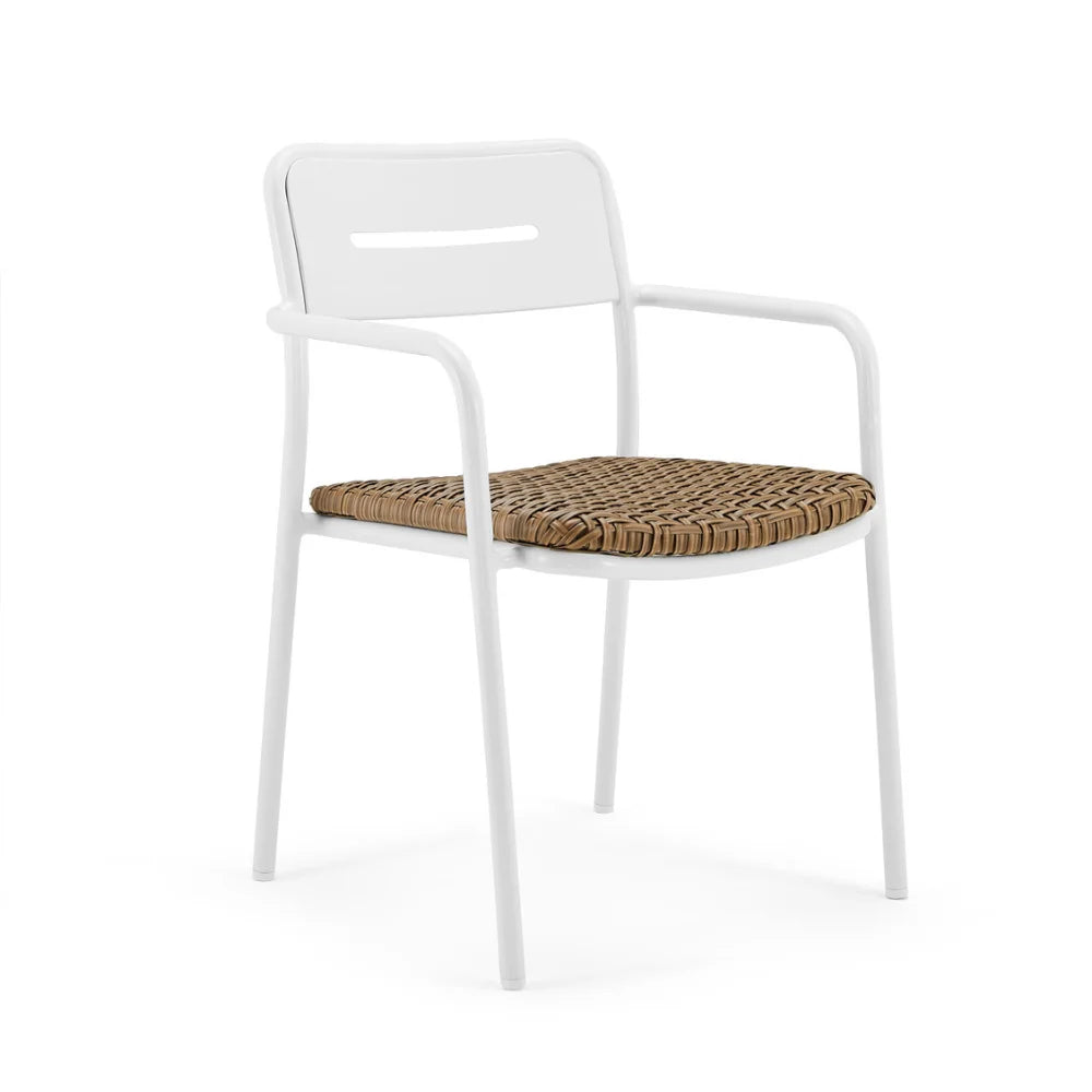 Genoa Aluminum Outdoor Stackable Dining Chair - Wicker Padded