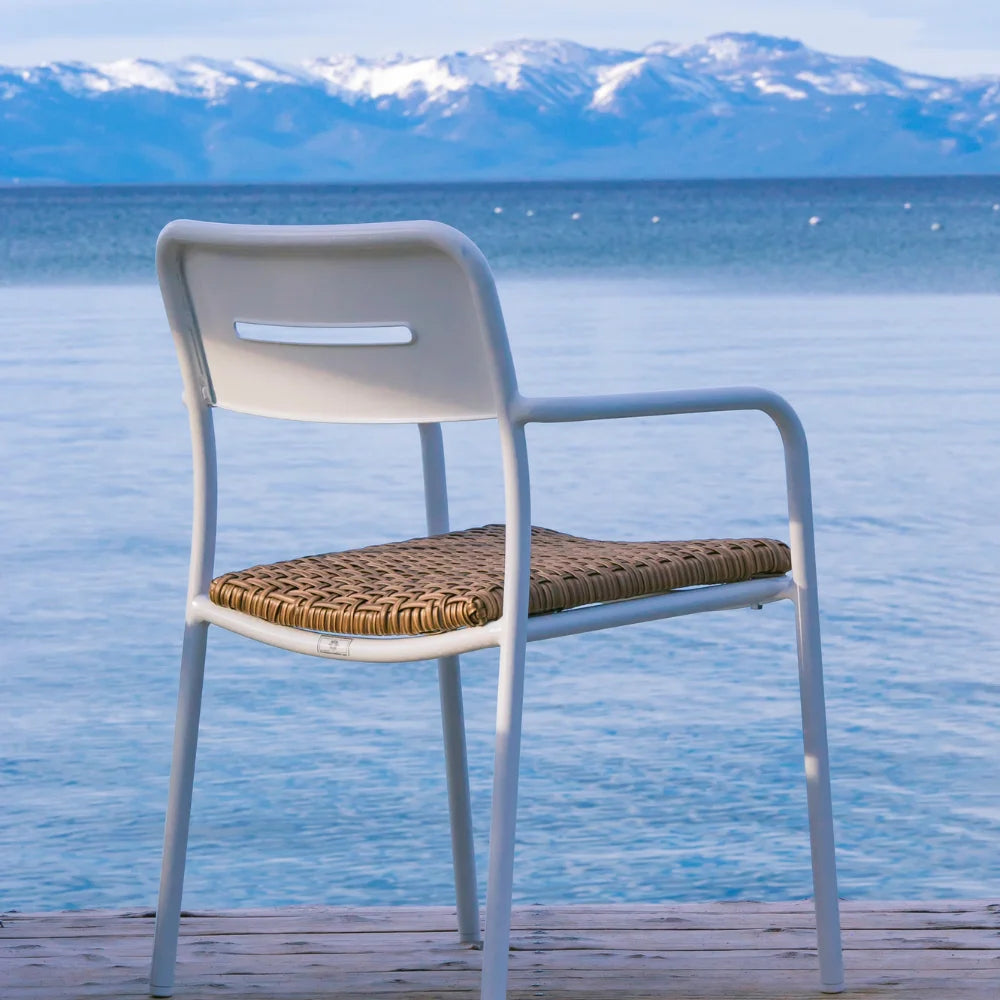 Genoa Aluminum Outdoor Stackable Dining Chair - Wicker Padded