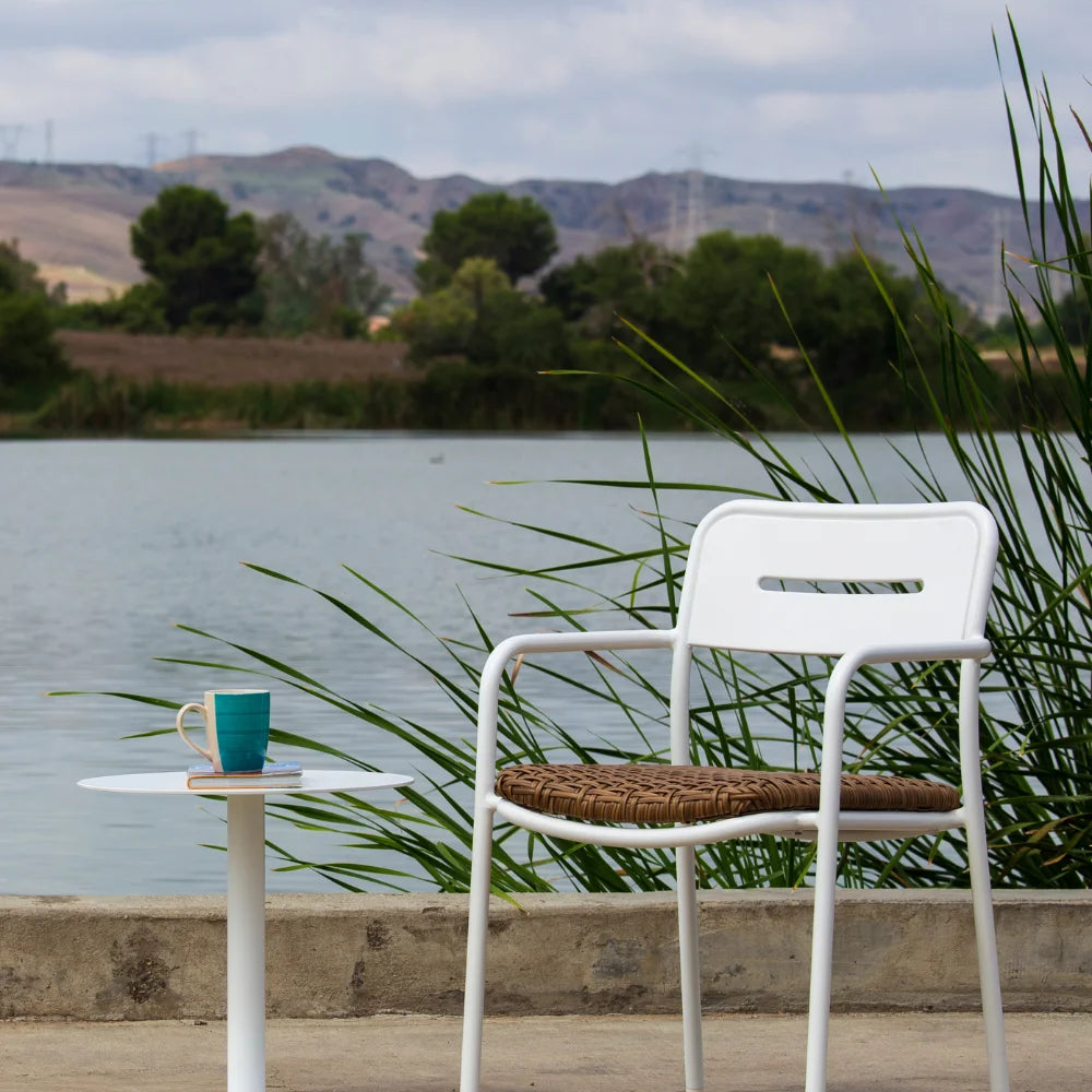 Genoa Aluminum Outdoor Stackable Dining Chair - Wicker Padded