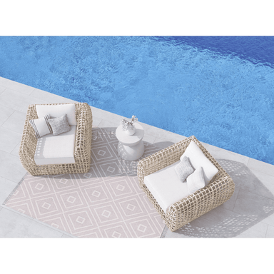 Boxhill's Kiawah Outdoor Club Chair lifestyle image with Cabo Side table, top view at pool side