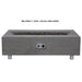 A gray outdoor concrete rectangular fire pit with aluminum legs