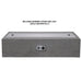 A gray outdoor concrete rectangular fire pit with burner cover