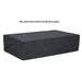 Outdoor concrete rectangular fire pit with black fire pit cover