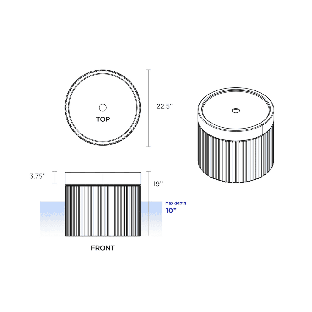 Ripple In-pool wide side table specs