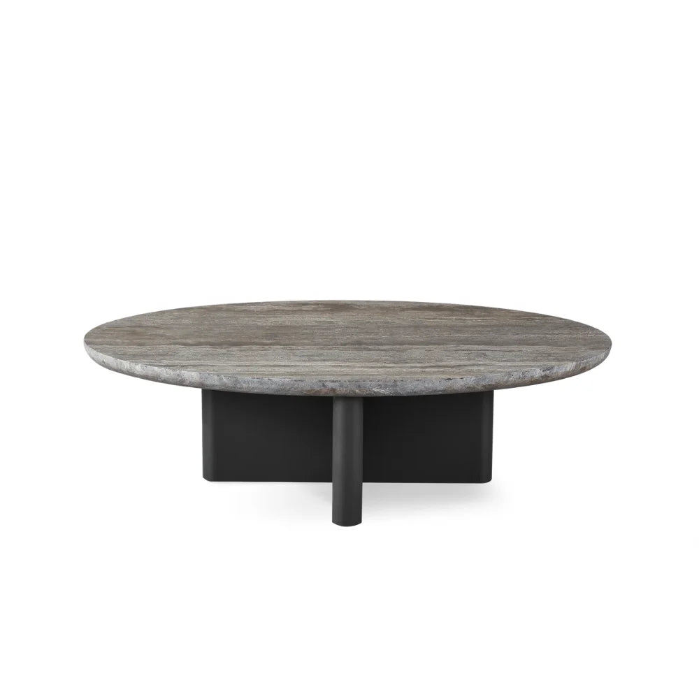 Victoria Aluminum Outdoor Oval Stone Coffee Table