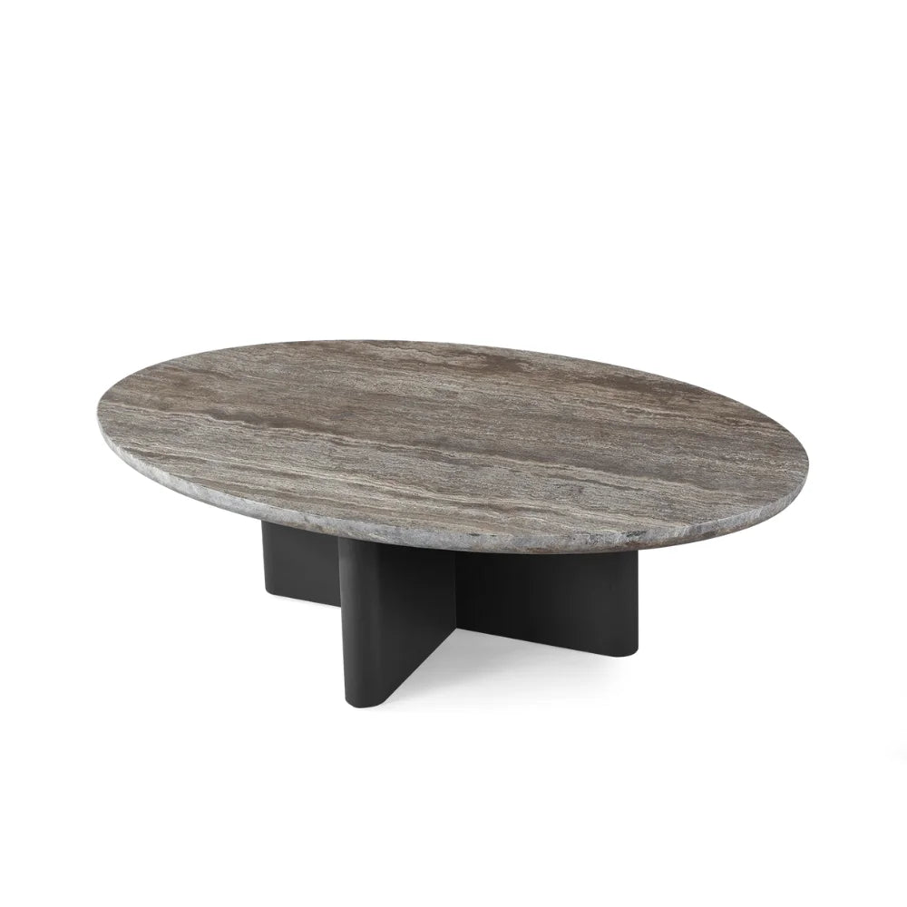 Victoria Aluminum Outdoor Oval Stone Coffee Table