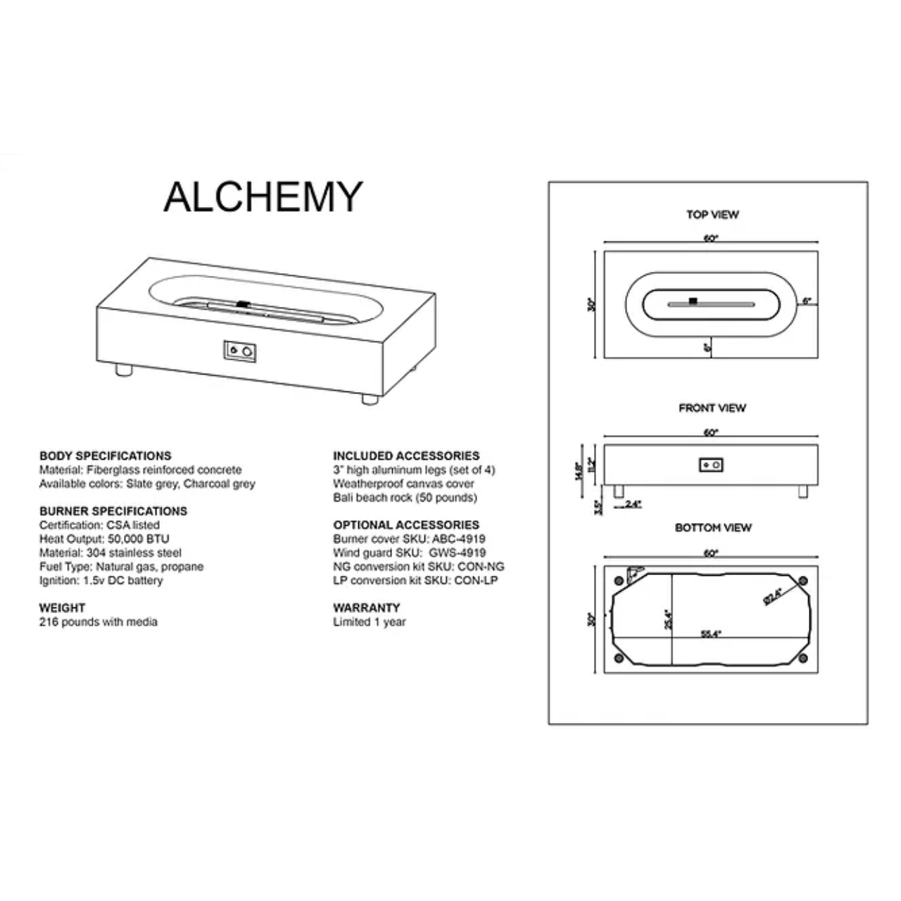 Alchemy Outdoor Patio Fire Table