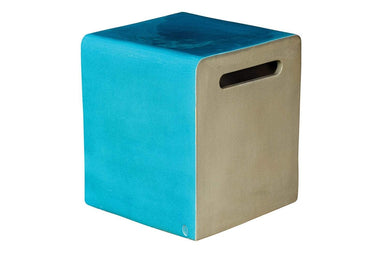 Set Of 2 Turquoise Blue Dove Gray Side Panels BOX-Ceramic Davenport Square Cube | Set of 2